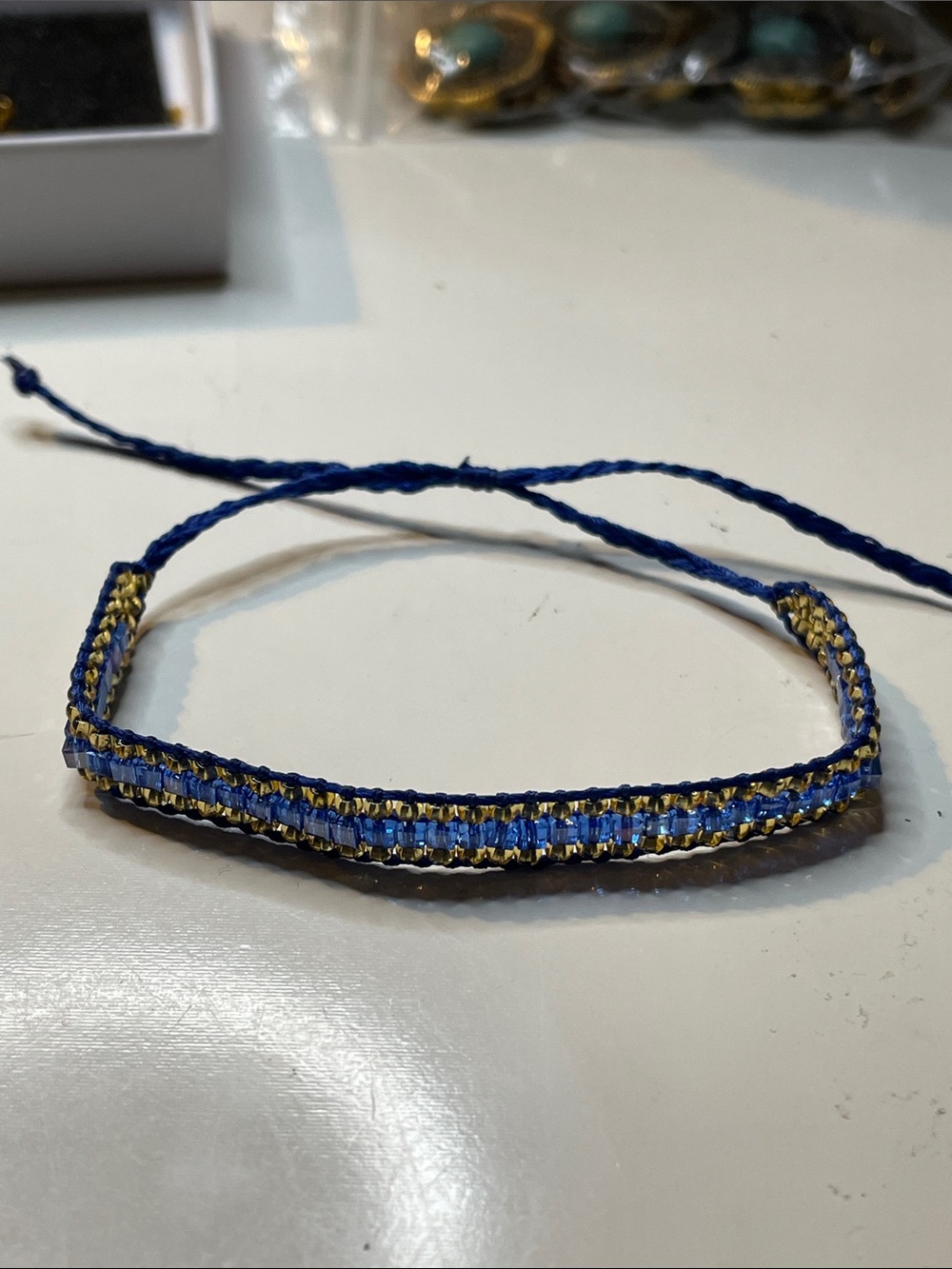 Drawstring Bracelet with Seed Beads
